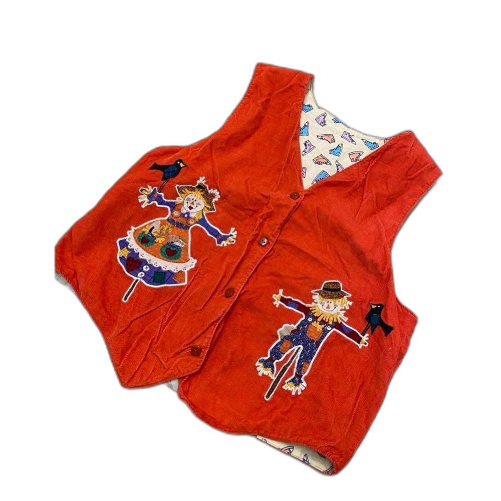 Vintage Fall Halloween Scarecrow Autumn Vest Costume:Funky Novelty Teacher Work